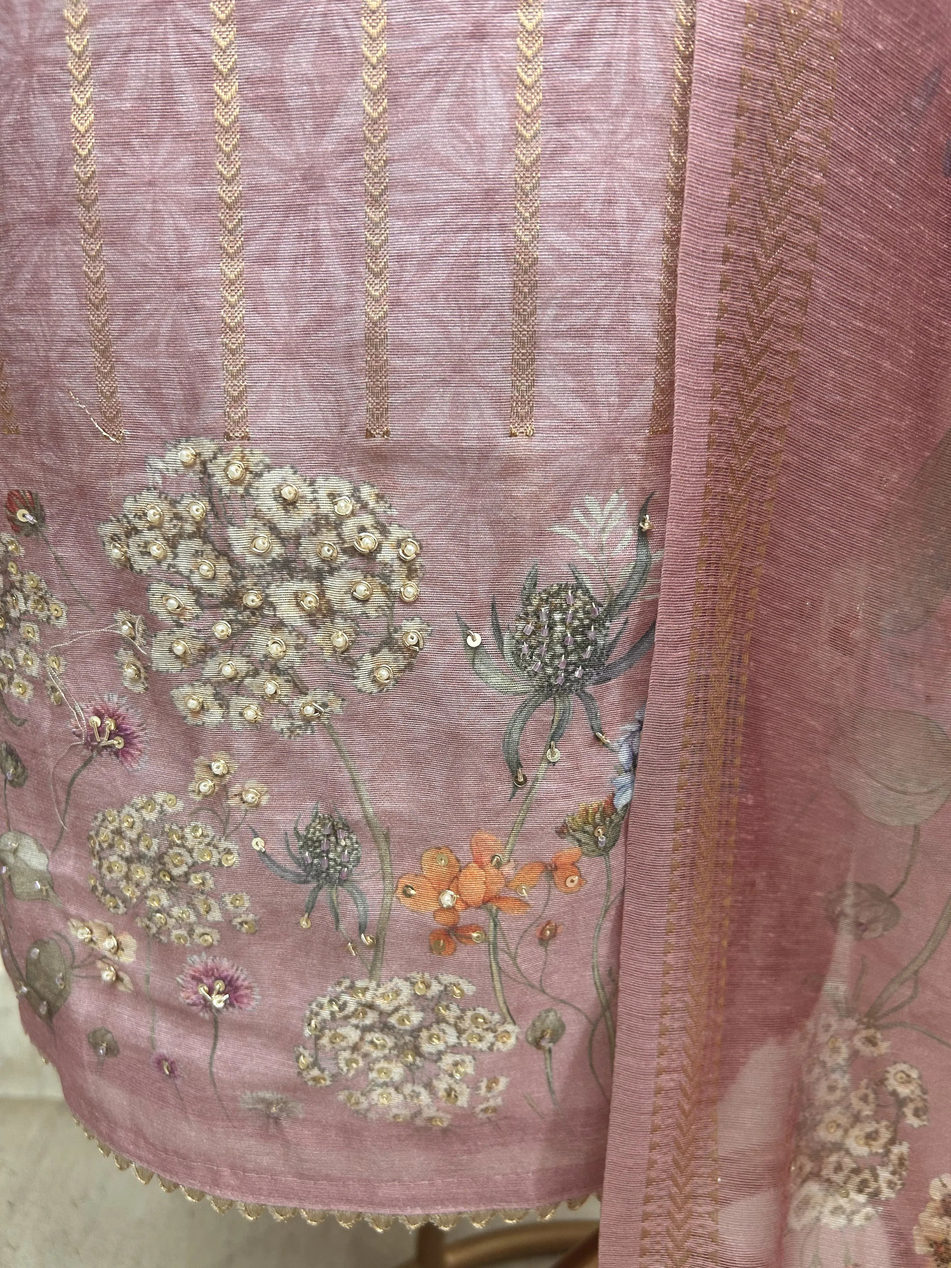 Maheshwari Unstitched Suit Set With Maheshwari Dupatta