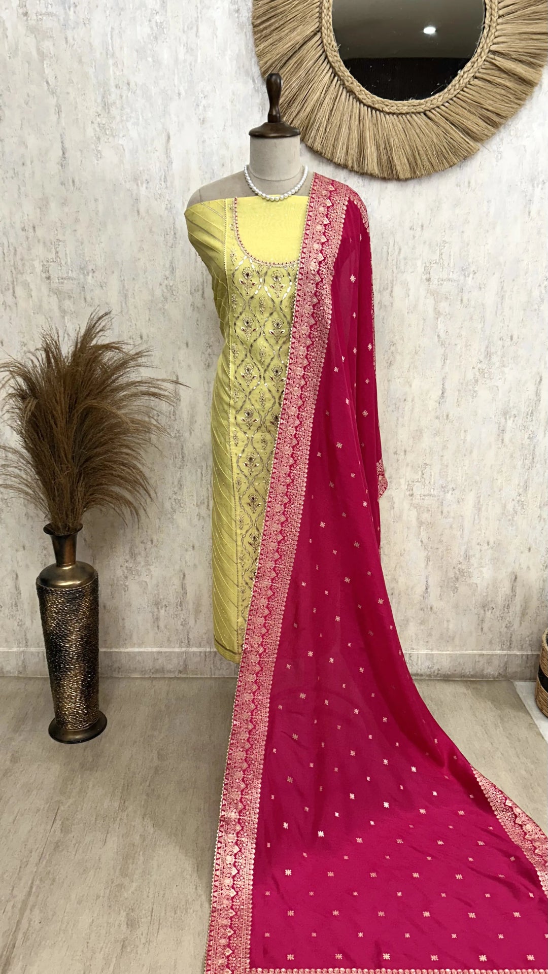 Maheshwari Unstitched Suit Set With Zardosi Work