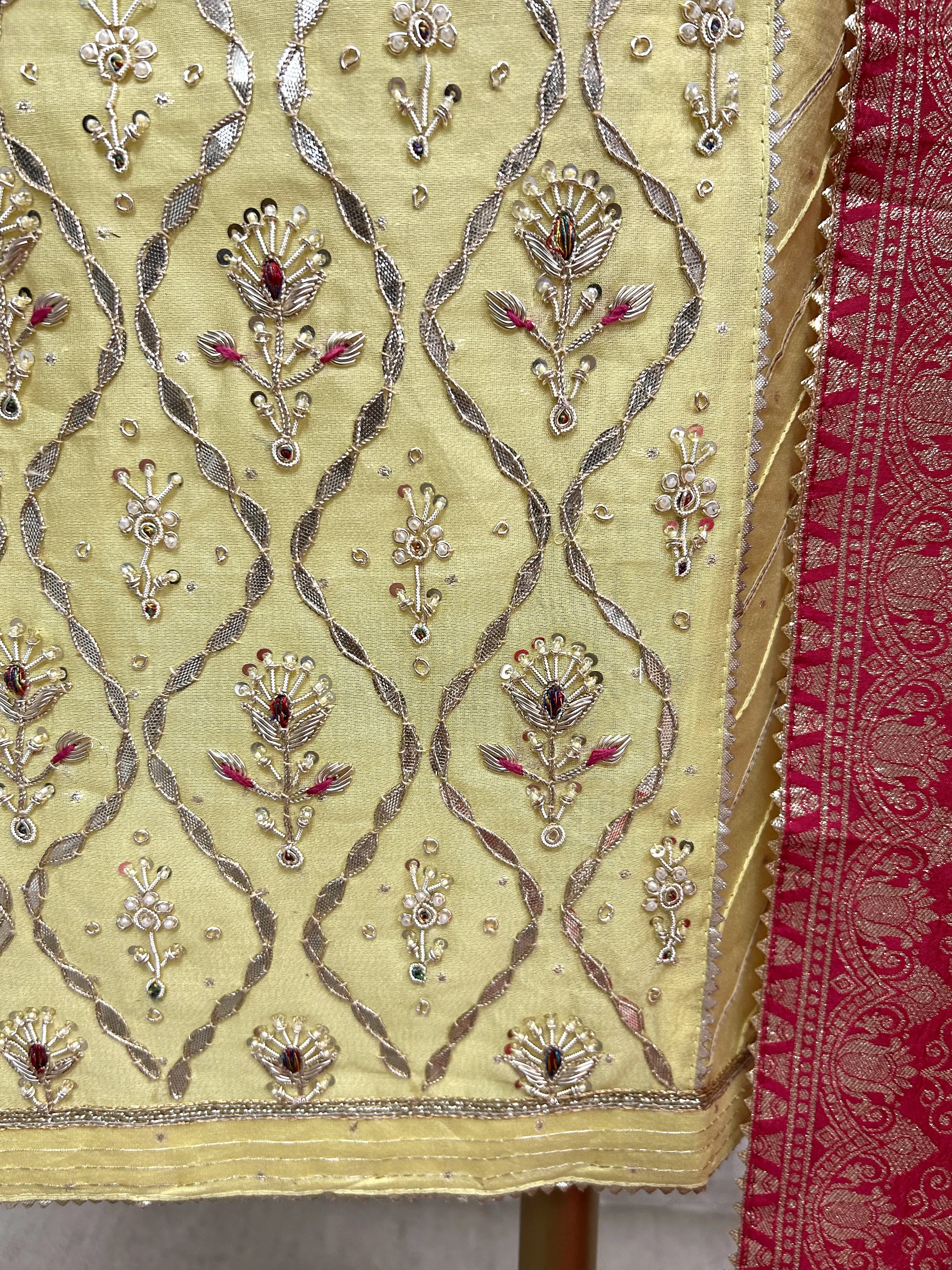 Maheshwari Unstitched Suit Set With Zardosi Work