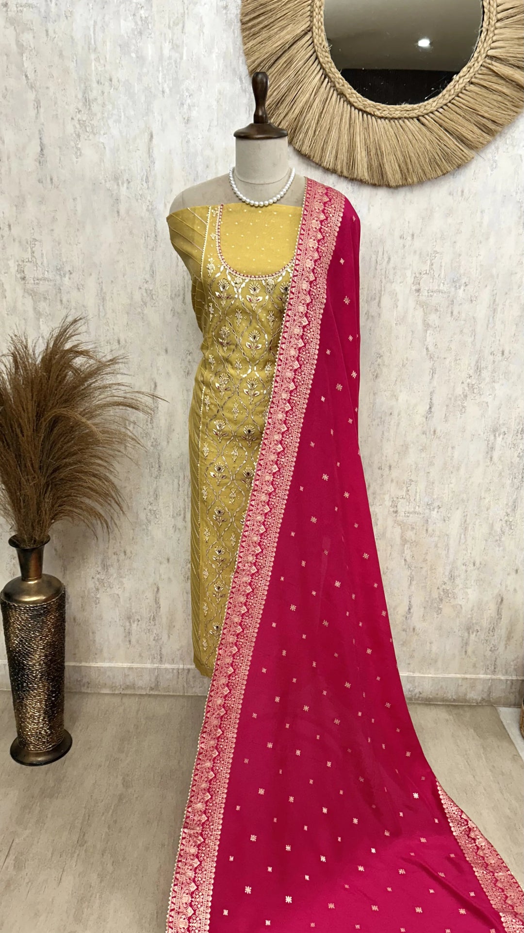 Maheshwari Unstitched Suit Set With Zardosi Work