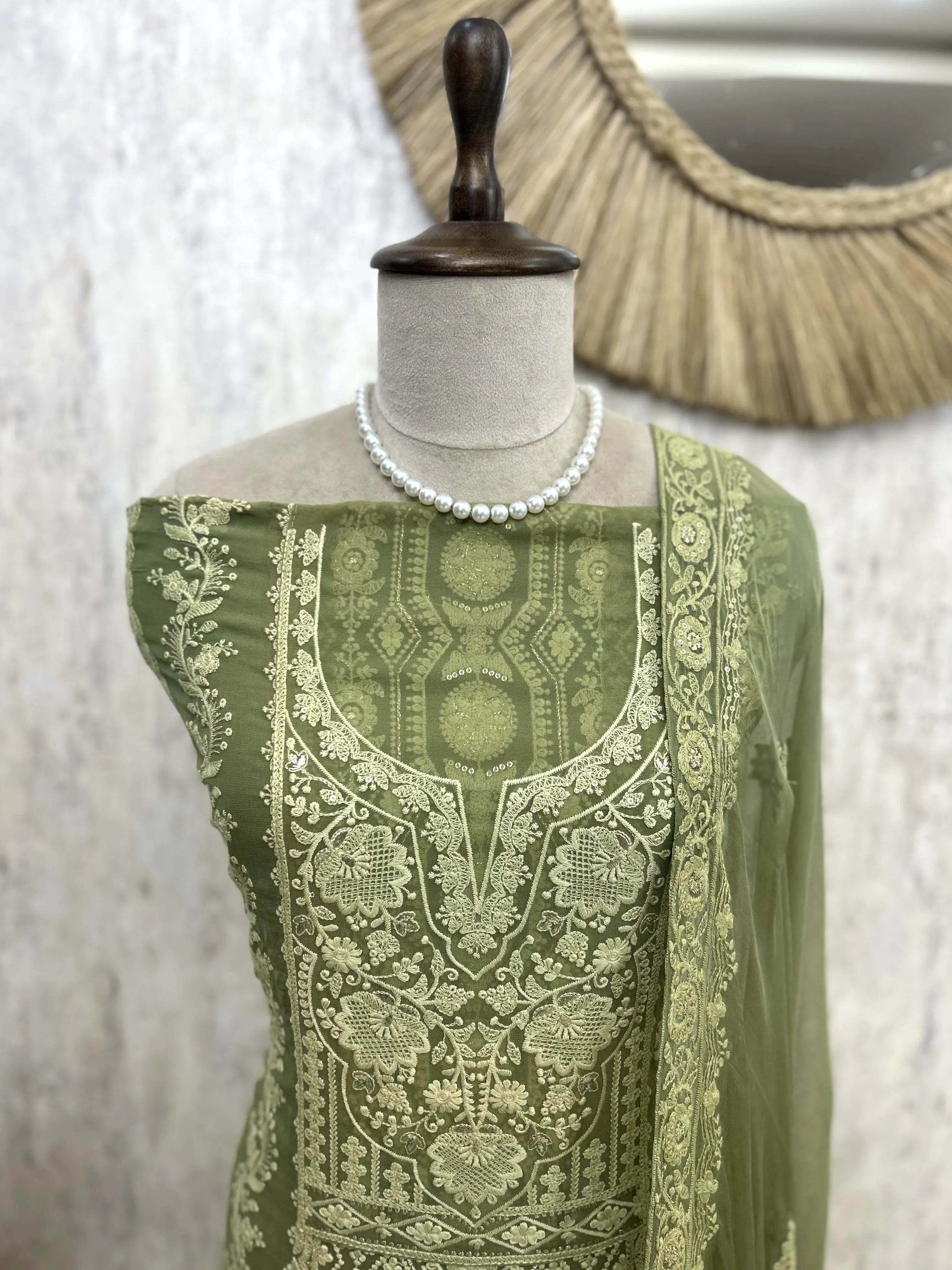 Georgette Unstitched Suit Set With Chiffon Dupatta
