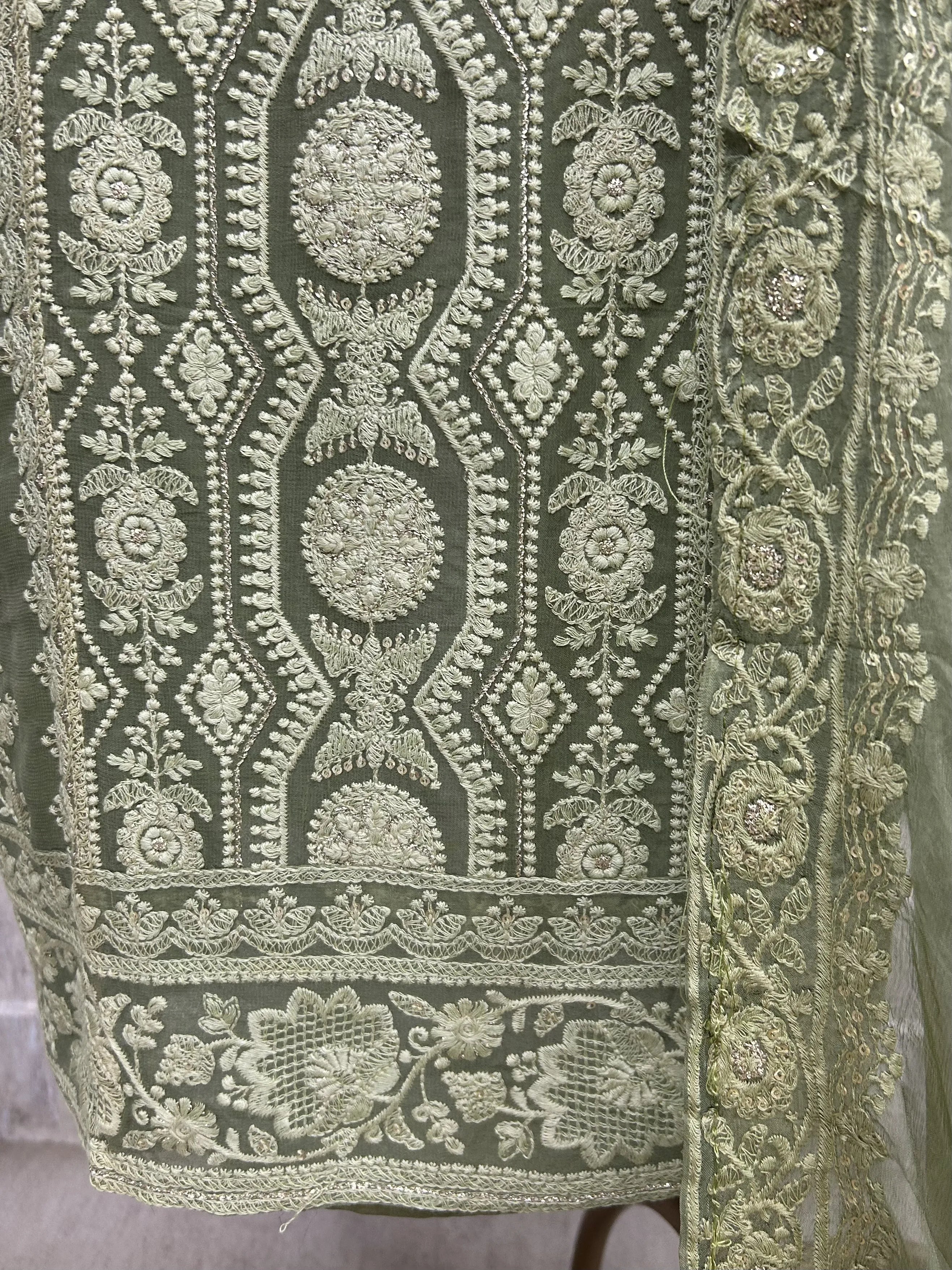 Georgette Unstitched Suit Set With Chiffon Dupatta