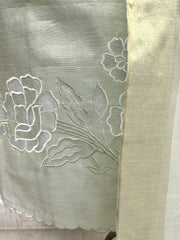 Tissue Unstitched  Suit Set With Applique Work