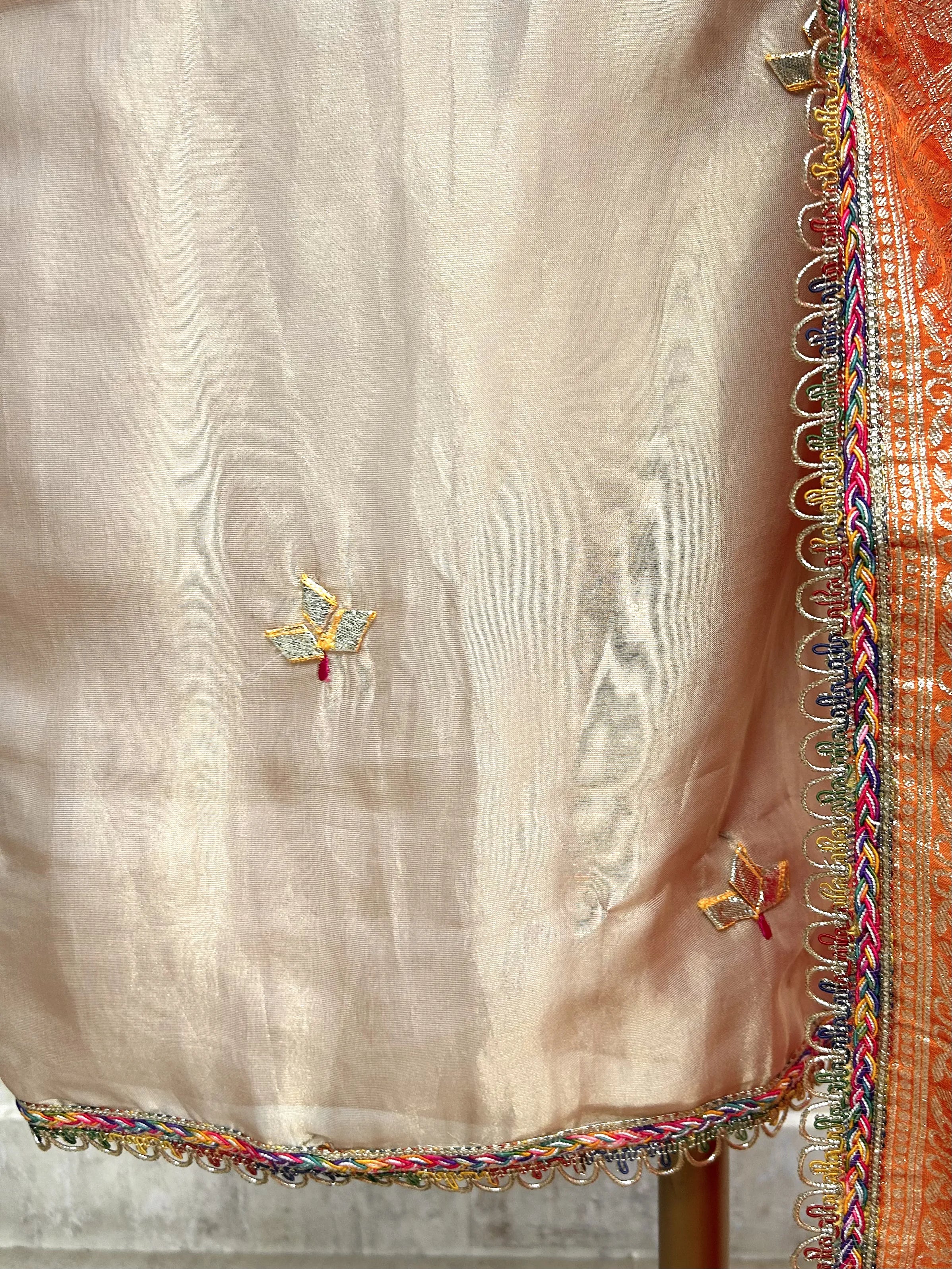 Tissue Unstitched Suit Set Featuring Organza Dupatta