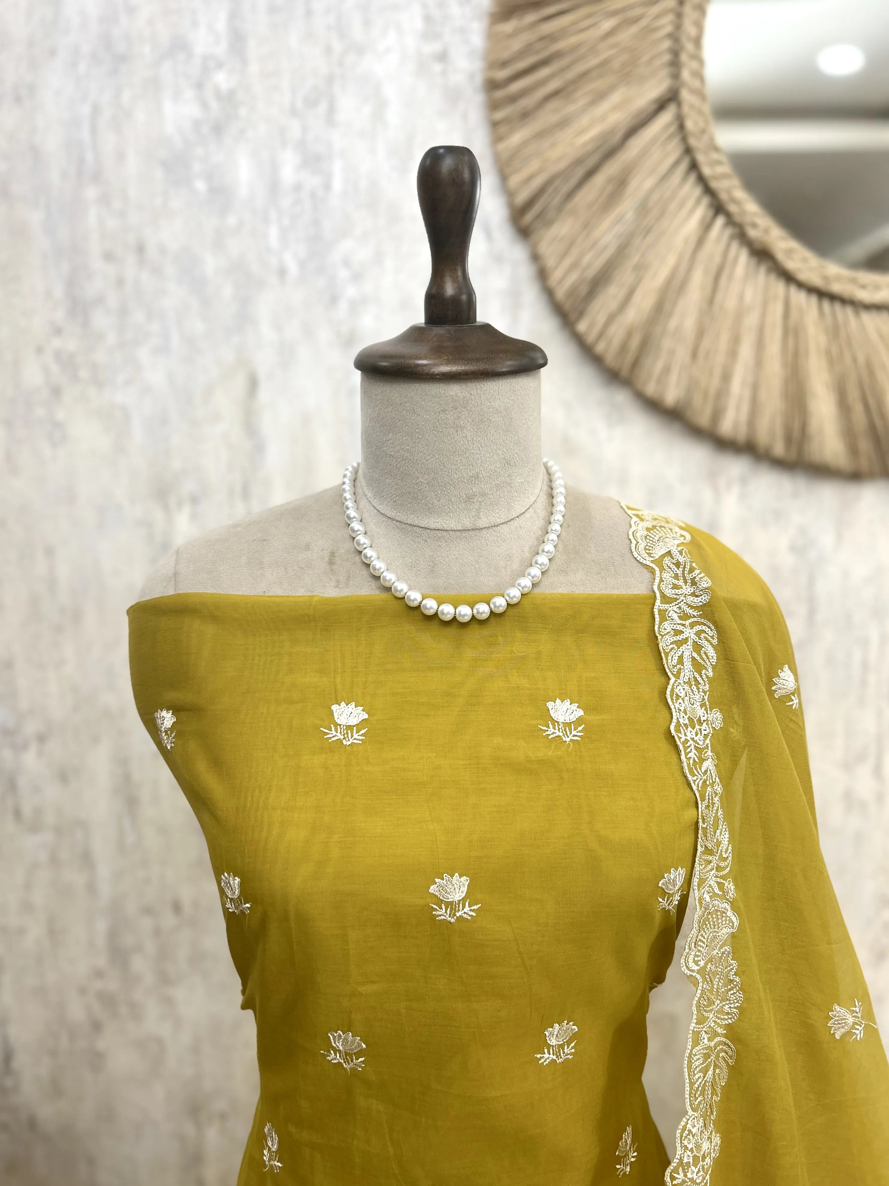 Mul Chanderi Unstitched Suit Set Featuring Mul Chanderi Dupatta