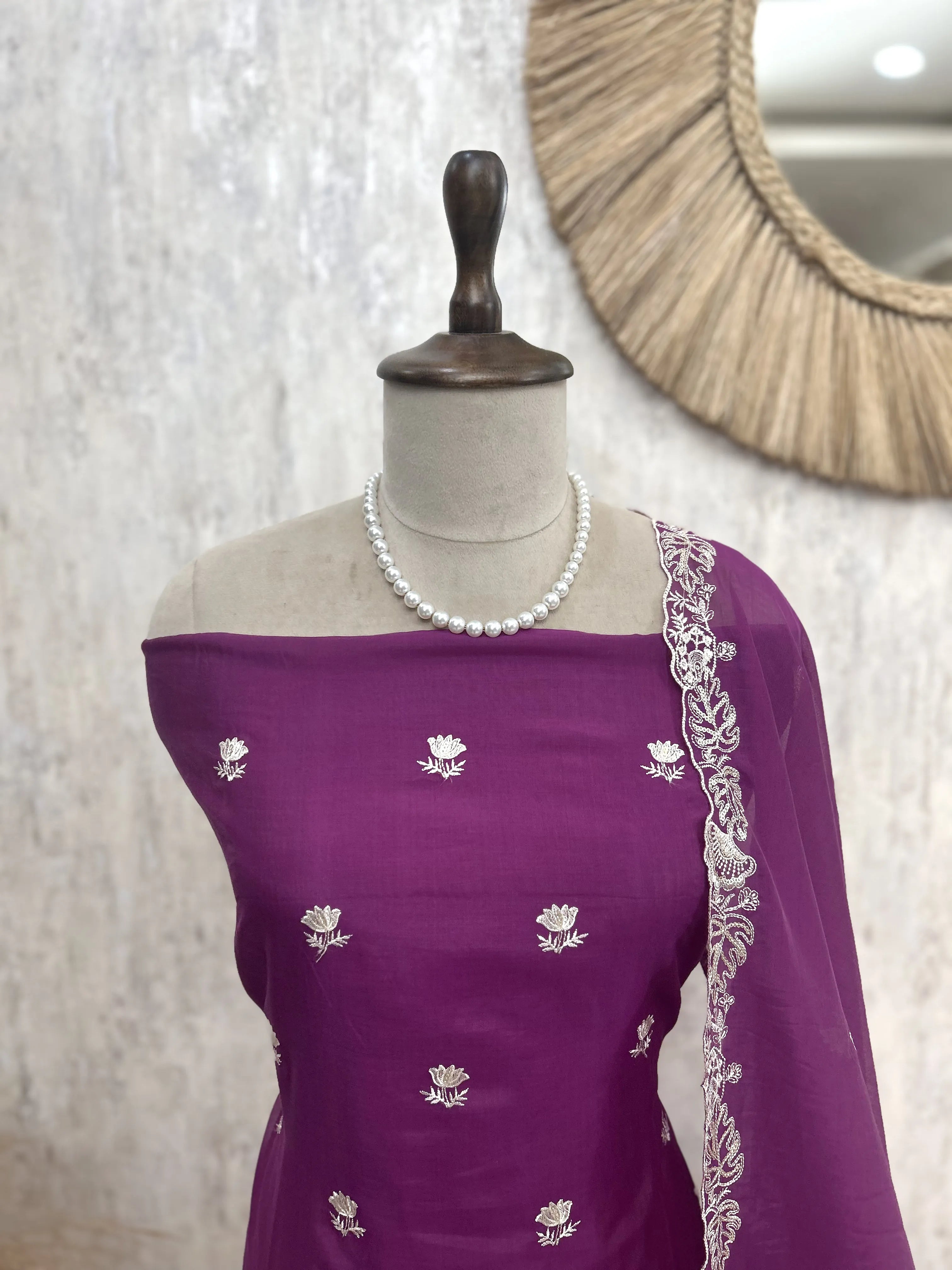 Mul Chanderi Unstitched Suit Set Featuring Mul Chanderi Dupatta