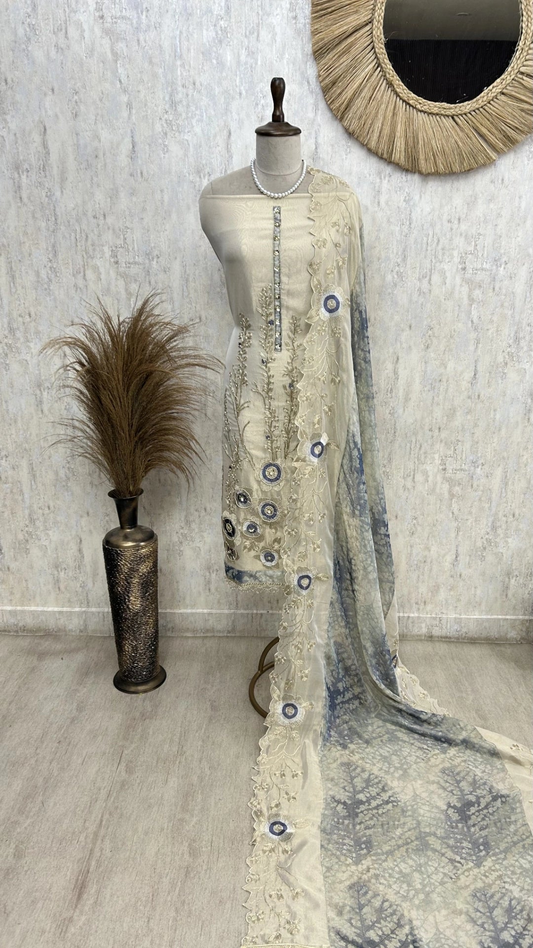 Ivory Elegance Unstitched Suit Set