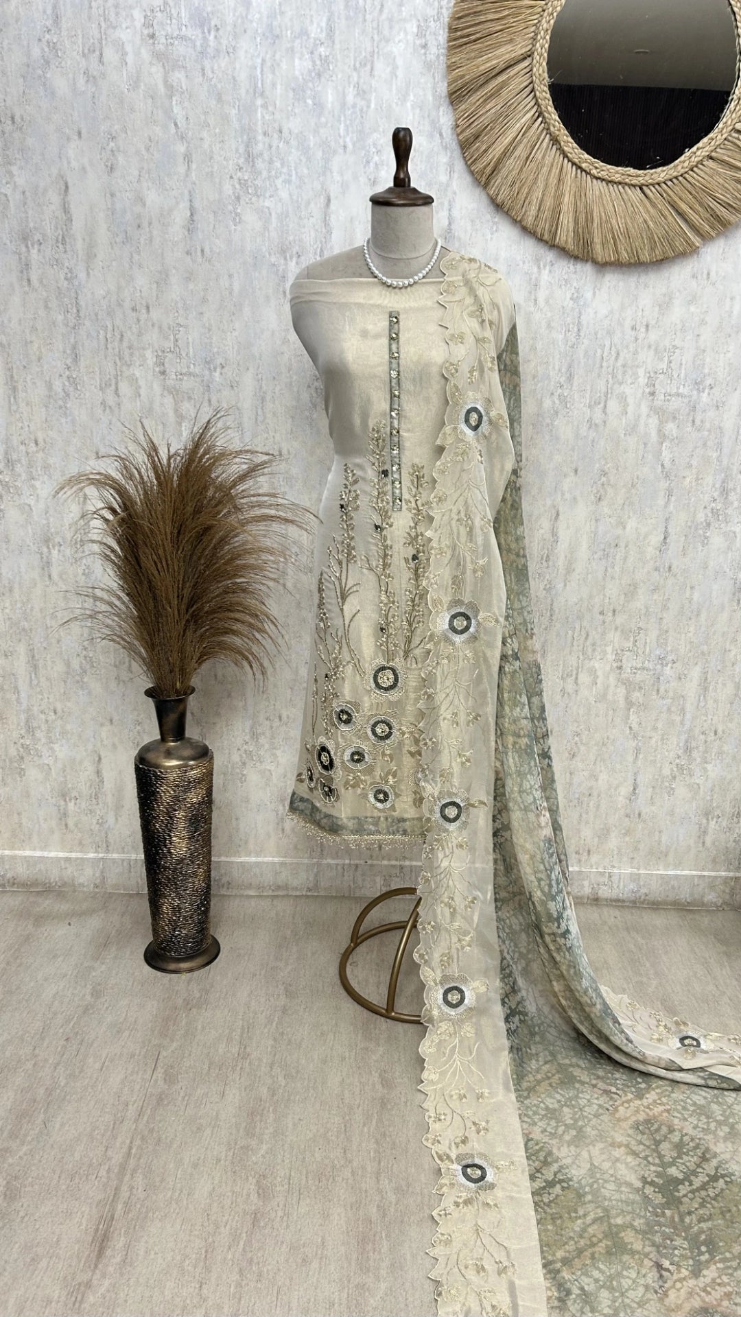 Ivory Elegance Unstitched Suit Set